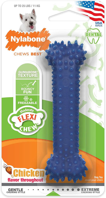 Nylabone Flexi Chew Moderate Textured Dental Chew Toy For Dogs, Chicken Flavor, Small/Regular (1 Count)