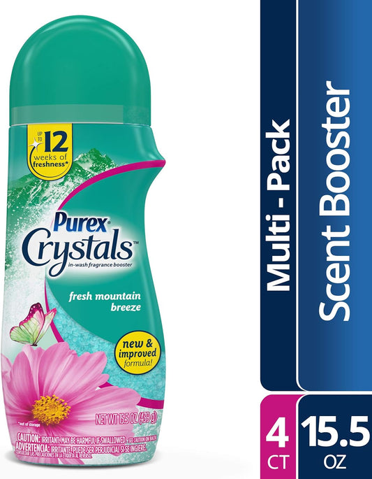 Purex Crystals in-Wash Fragrance and Scent Booster, Fresh Mountain Breeze, 15.5 Ounce (Pack of 4)
