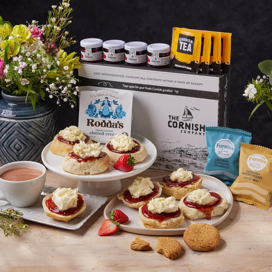 The Cornish Company Afternoon Tea Hamper – Deluxe Tea Set Hamper Gifts For Women Includes Fresh Scones, Biscuits – Birthdays, Anniversaries & Special Occasions