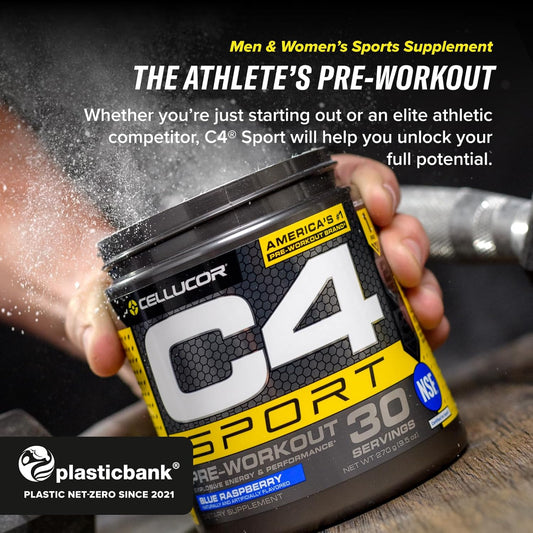 C4 Sport Pre Workout Powder Icy Blue Raspberry 30 Servings | Zero Sugar Pre Workout With Creatine Monohydrate 3.409G, Beta Alanine 1G, L Citrulline 0.55G, Caffeine 135G | Informed Sport Certified