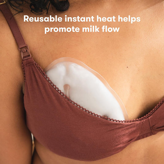 Instant Heat Reusable Breast Warmers - Click-to-Heat Relief in an Instant for Nursing + Pumping Moms - 2 Sets - 2 Small + 2 Large Heat Packs