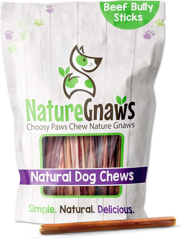 Nature Gnaws Small Bully Sticks For Dogs 5-6" (5 Count) - Long Lasting For Light Chewers And Puppies - Natural Thin Beef Dog Chew Bones - Rawhide Free