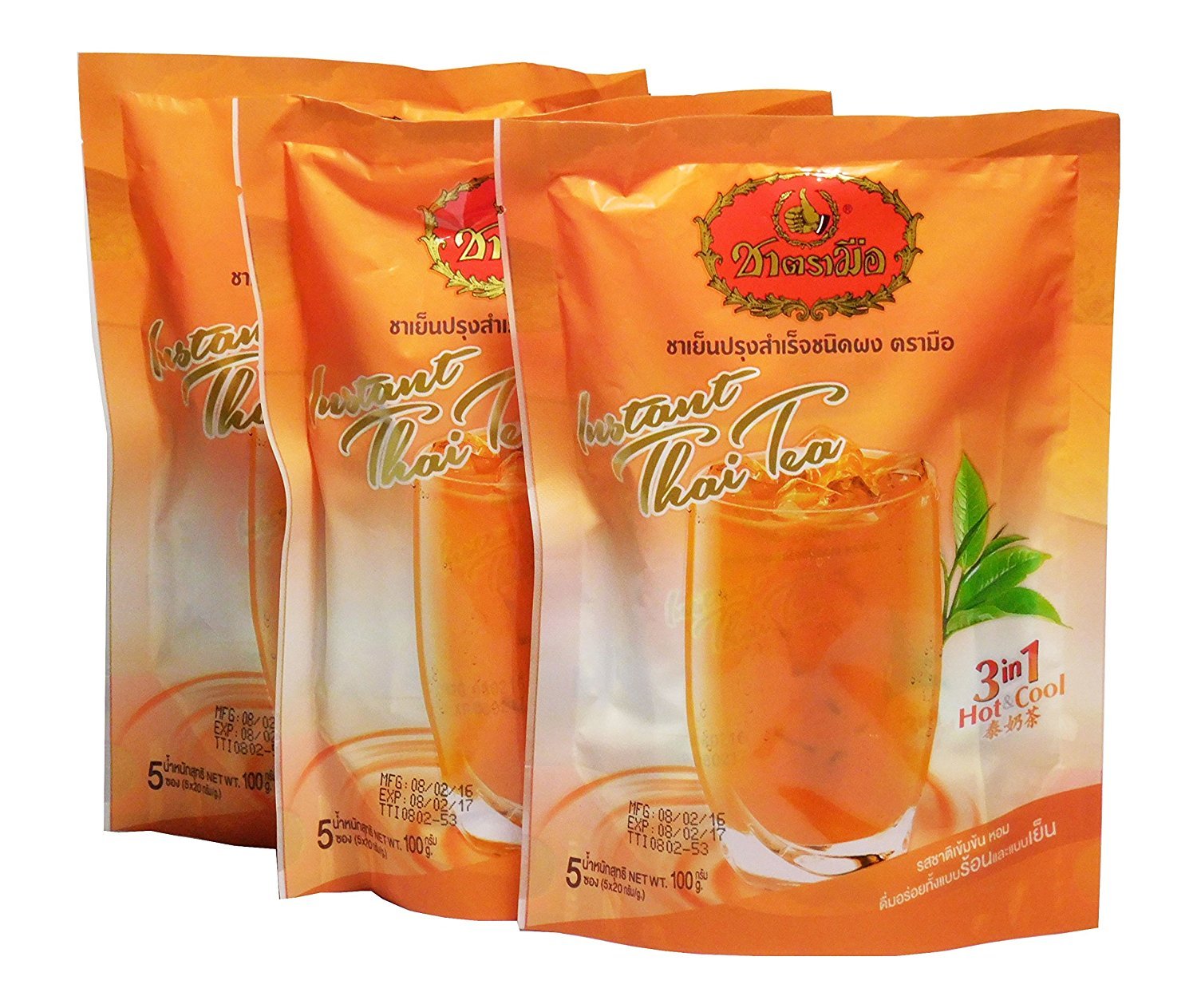 Number One Brand Instant Thai Milk Tea 3 In 1, Delicious Aromatic Original Thai Milk Tea 3 Bags (3 Bags X 5 Packs)