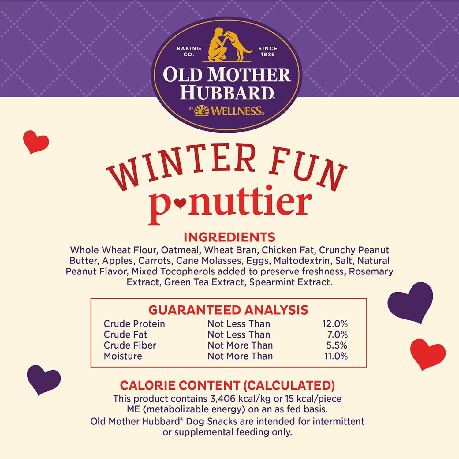 Old Mother Hubbard by Wellness Winter Fun P-Nuttier Natural Dog Treats, Crunchy Oven-Baked Biscuits, Ideal for Training, 16 ounce bag : Pet Supplies