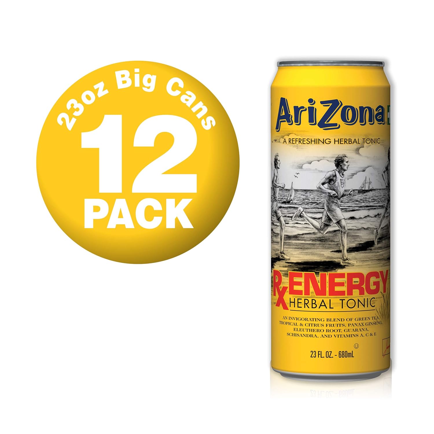 Arizona Rx Energy Herbal Tonic - Big Can, 22 Fl Oz (Pack Of 12)