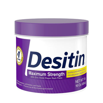 Desitin Maximum Strength, 16 Oz Diaper Rash Cream, 40% Zinc Oxide, Hypoallergenic, Paraben-Free, Pediatrician & Dermatologist Tested, Baby