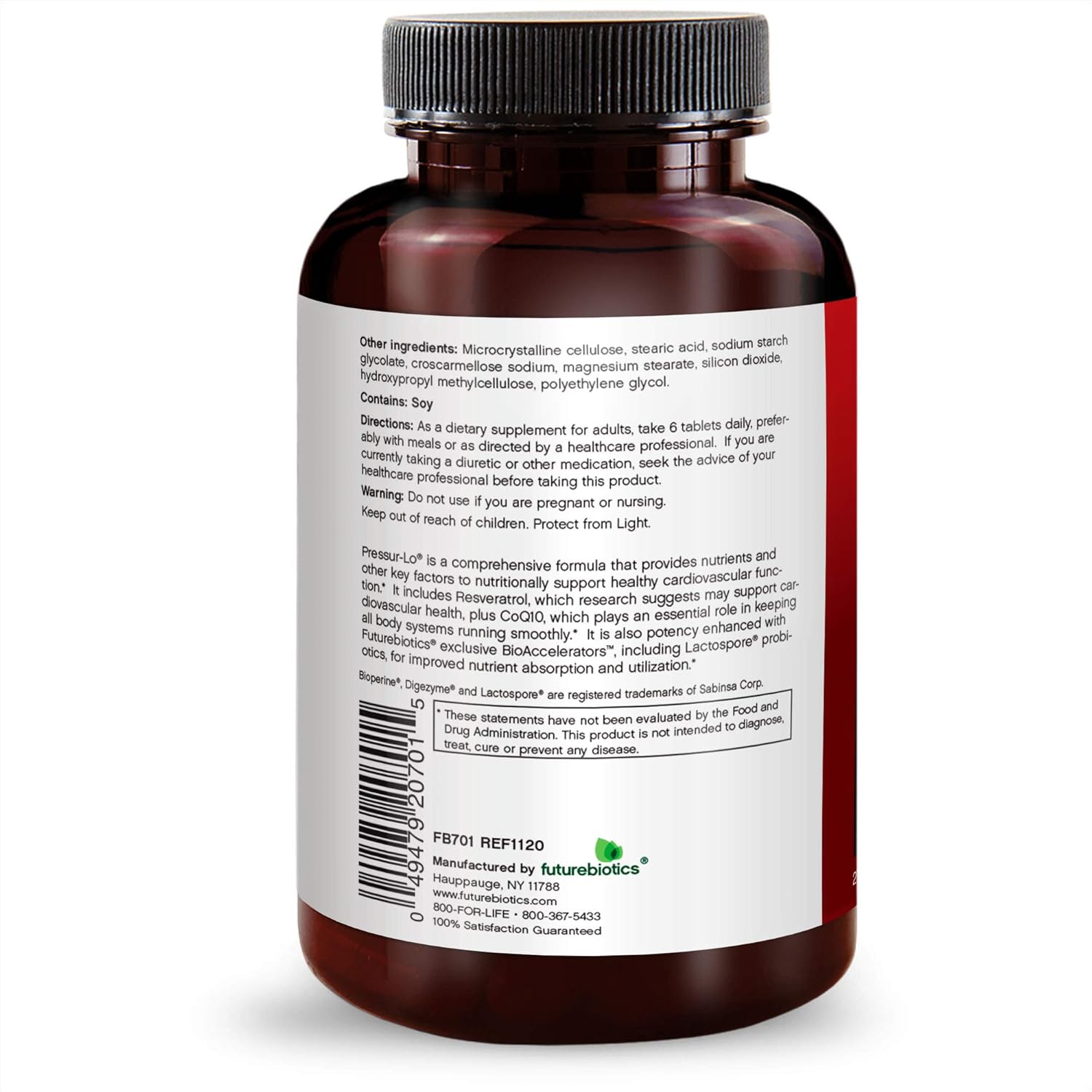 Futurebiotics Pressur-Lo Multi-Vitamin, Mineral & Herb Formula - Coq10, Garlic, Calcium, Magnesium, Niacin, Resveratrol - Manufactured In An Cgmp Registered Facility - Heavy Metal Tested, 270 Tablets : Health & Household