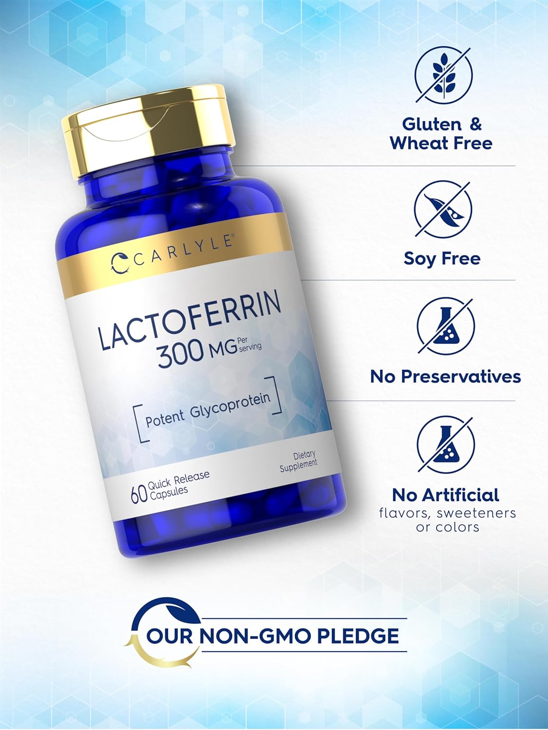 Carlyle Lactoferrin Supplement | 300mg | 60 Capsules | Non-GMO and Gluten Free : Health & Household