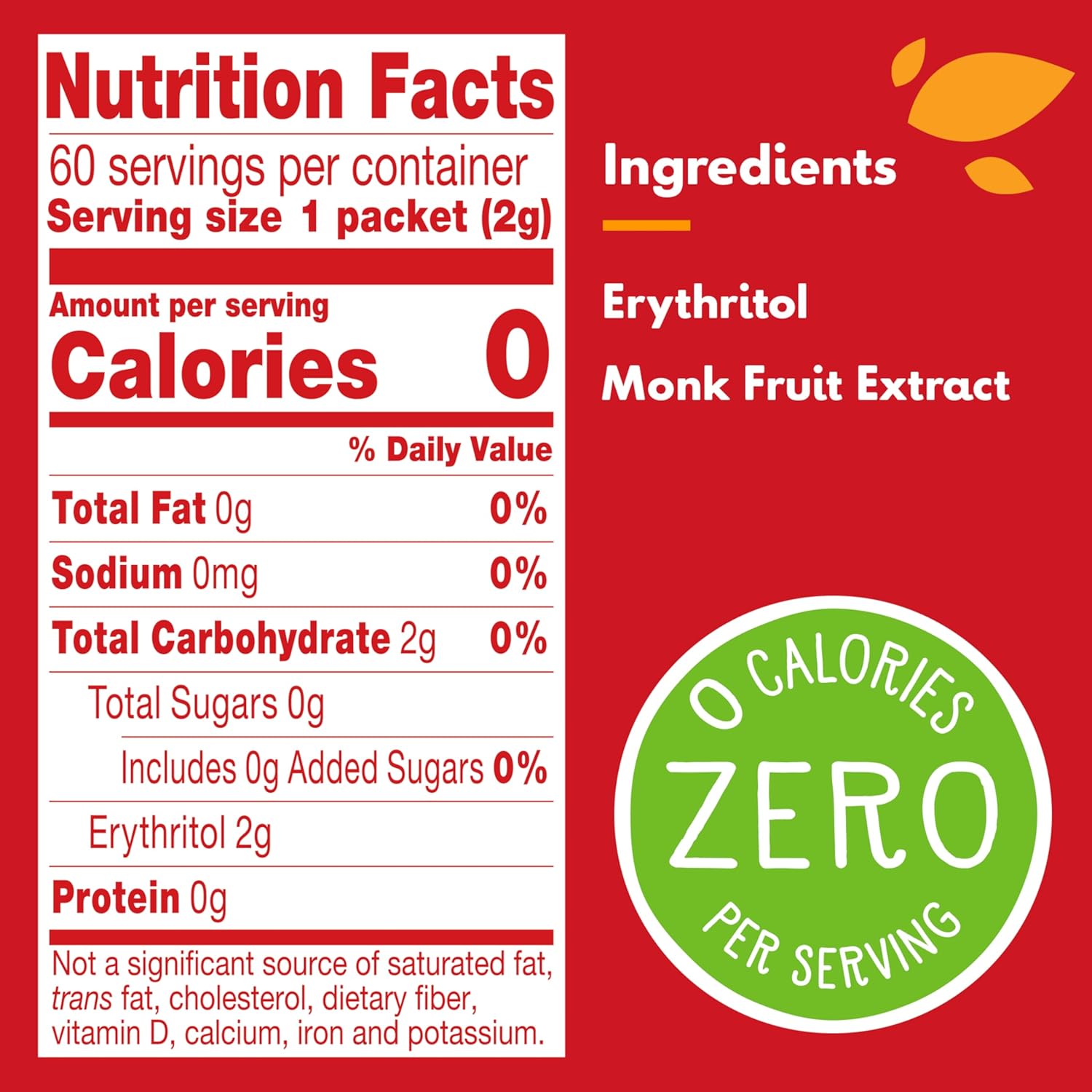 Truvia Calorie-Free Sweetener From The Monk Fruit Packets, 60 Count Monkfruit Box (Pack Of 1)