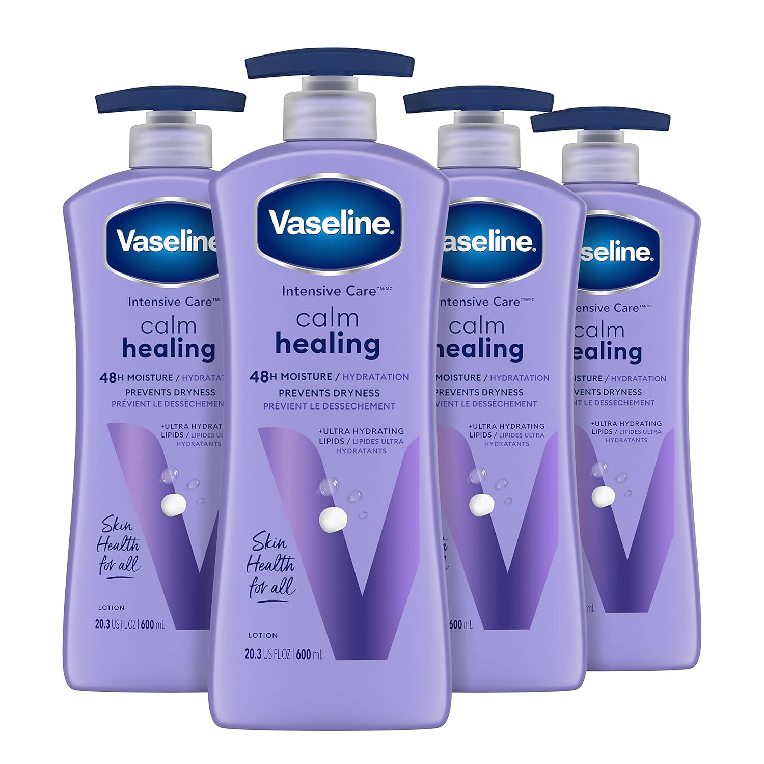 Vaseline Intensive Care Calm Healing Body Lotion 4 Ct For Dry Skin With Ultra-Hydrating Lipids And Lavender Extract To Heal And Restore 20.3 Oz