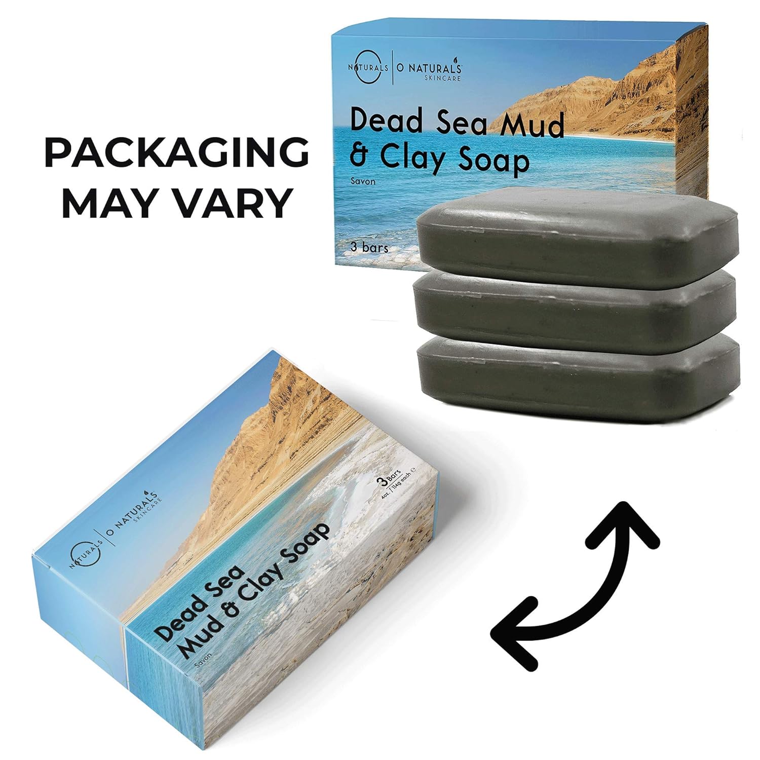 O Naturals 3Pcs Dead Sea Salt Mud & Clay Natural Bar Soap - Helps Acne Prone Skin - Scalp Exfoliator - Organic & Vegan Dead Sea Mud Soap - Natural Soap For Men & Women - 4 Oz : Beauty & Personal Care