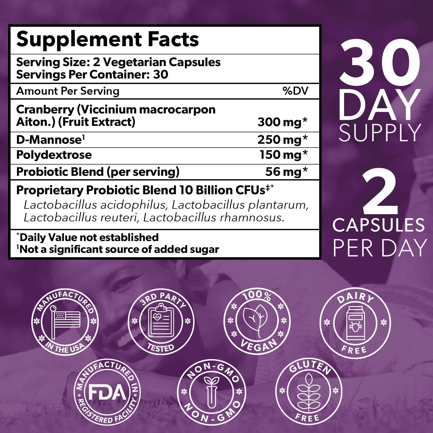 Complete Vaginal Probiotics For Women - W/Added Cranberry, D-Mannose To Promote Urinary Tract, Bladder, Gut & Vaginal Health - Ph Balance For Women - Support Uti, Bv, Yi - 60 Vegan Capsules