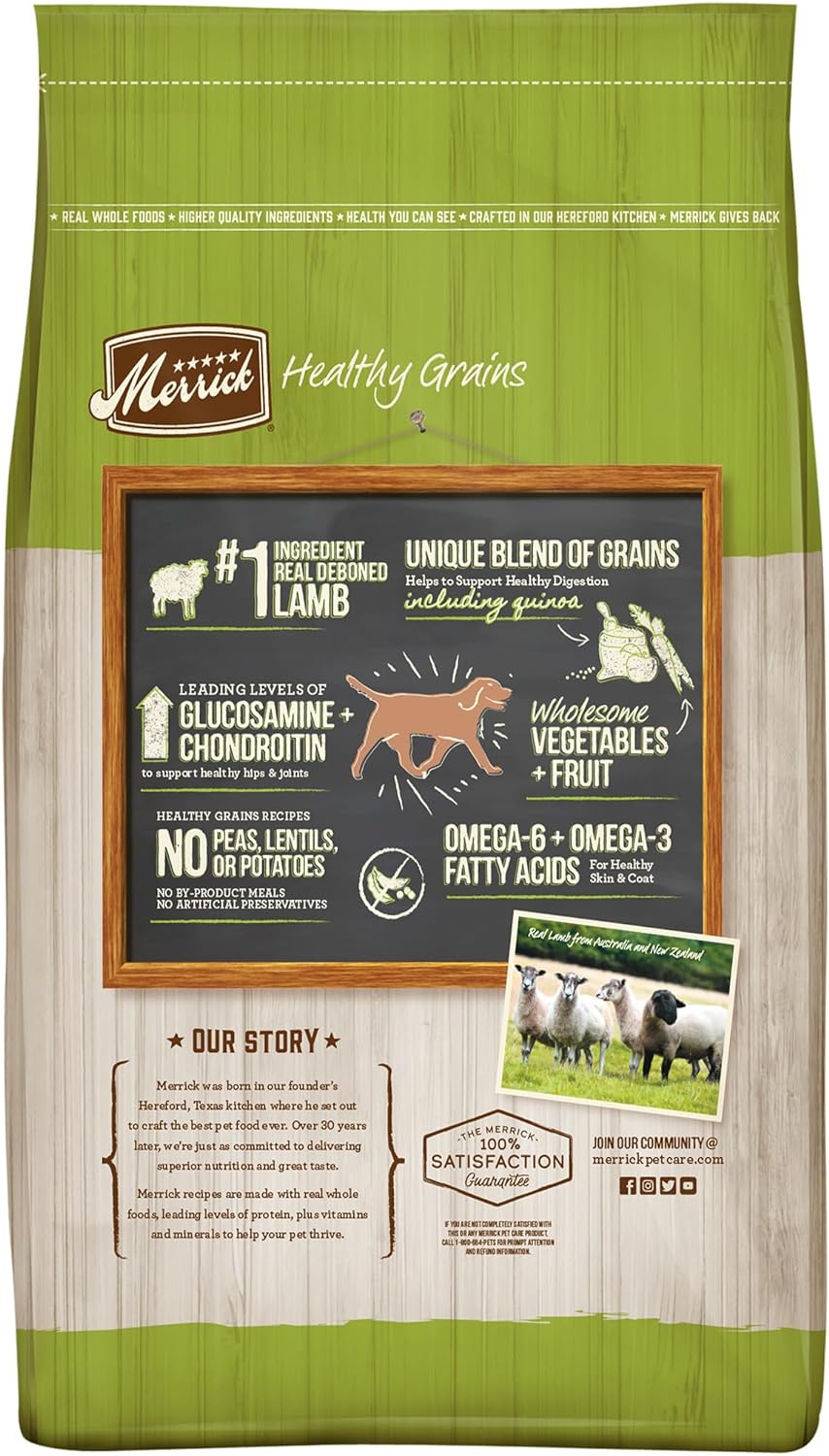 Merrick Classic Healthy Grains Dry Dog Food Real Lamb + Brown Rice Recipe with Ancient Grains - 4 lb. Bag : Pet Supplies