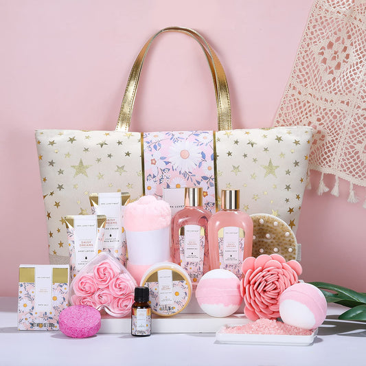 Spa Luxetique Spa Gift Baskets For Women - Gift Set For Women,15Pcs Luxury Relaxing Spa Kit With Bath Bombs, Birthday Gifts Body And Bath Set