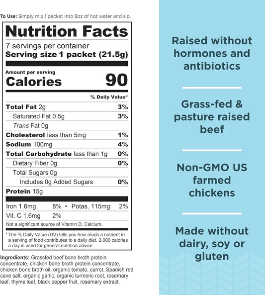 Ancient Nutrition Bone Broth Protein Powder, Chicken Soup, Grass-Fed Chicken And Beef Bone Broth Powder, 15G Protein Per Serving, Supports A Healthy Gut, 15 Servings