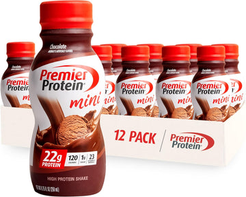 Premier Protein Shake Minis, Chocolate, 22G Protein, 120 Calories, 1G Sugar, 8.75Fl Oz, Pack Of 12