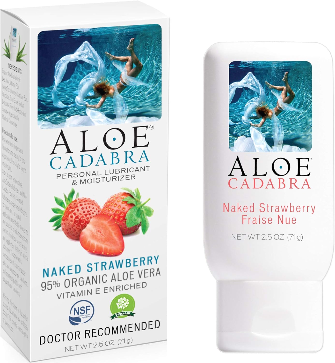 Aloe Cadabra Personal Lubricant, Naked Strawberry Flavored Organic Natural Lube, Women, Men & Couples, 2.5 Ounce (Pack of 2) : Health & Household