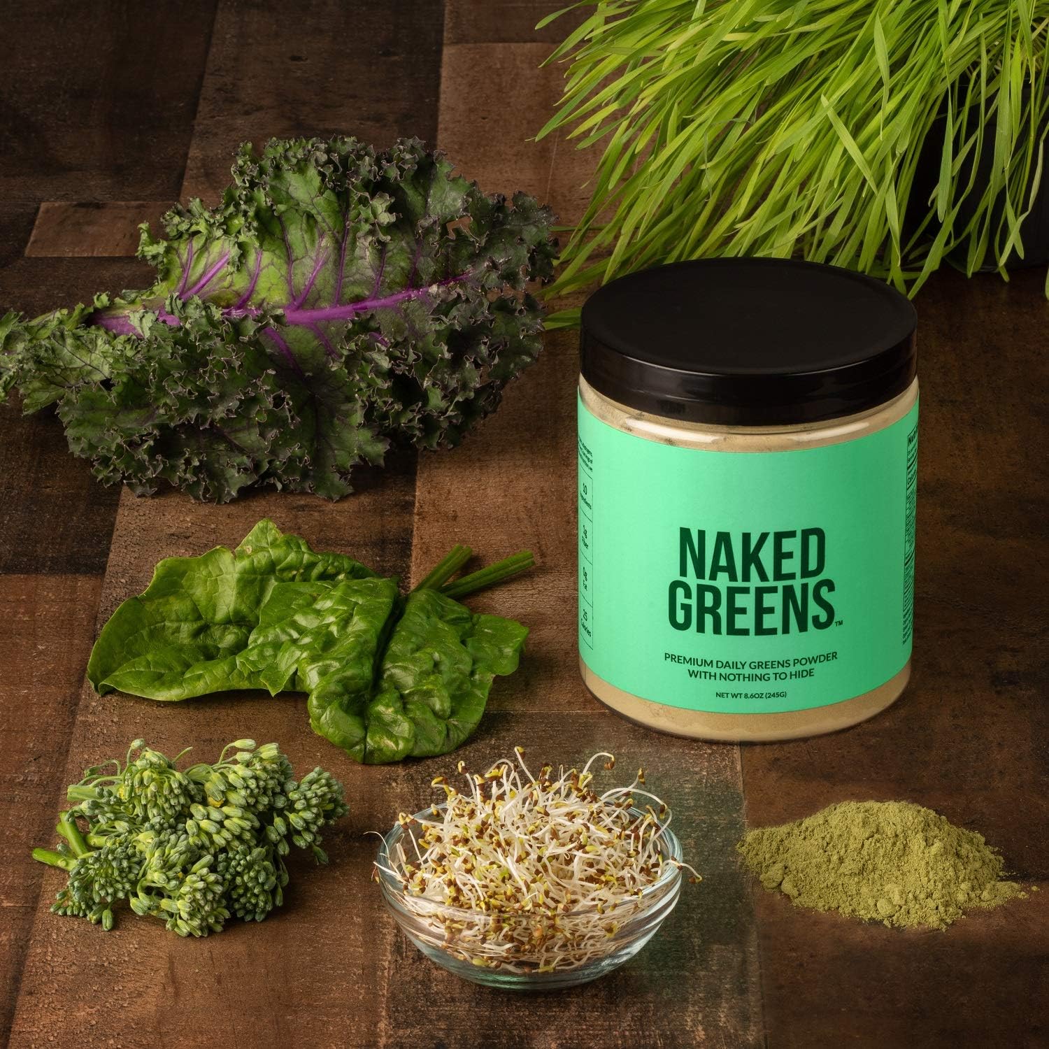 NAKED nutrition Super Greens Powder Organic Greens Supplement - Only 10 Premium Ingredients - Vegan, Non-GMO, Prebiotic and Probiotic - 35 Servings : Health & Household
