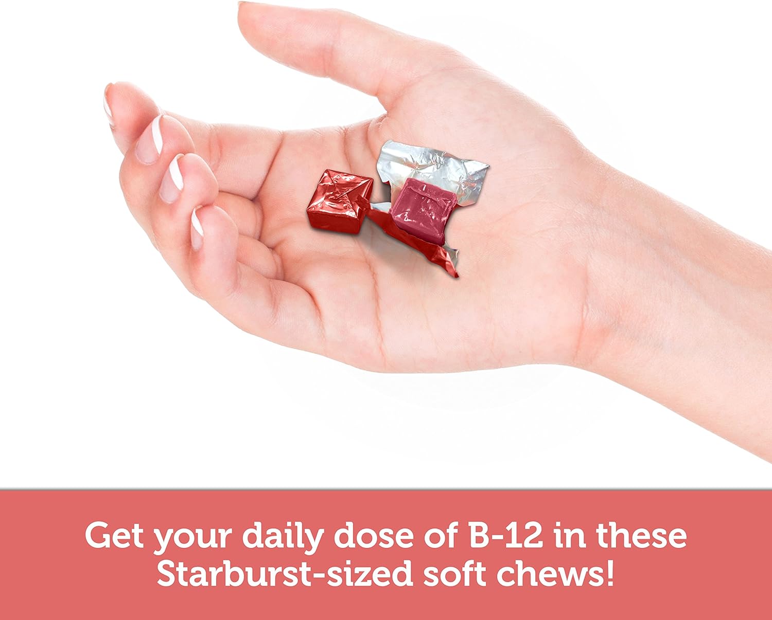 Healthy Delights Naturals, B-12 Energy Soft Chews, Promotes Energy Production, Supports Cognitive Health, Delicious Strawberry Burst Flavor, 30 Count : Health & Household