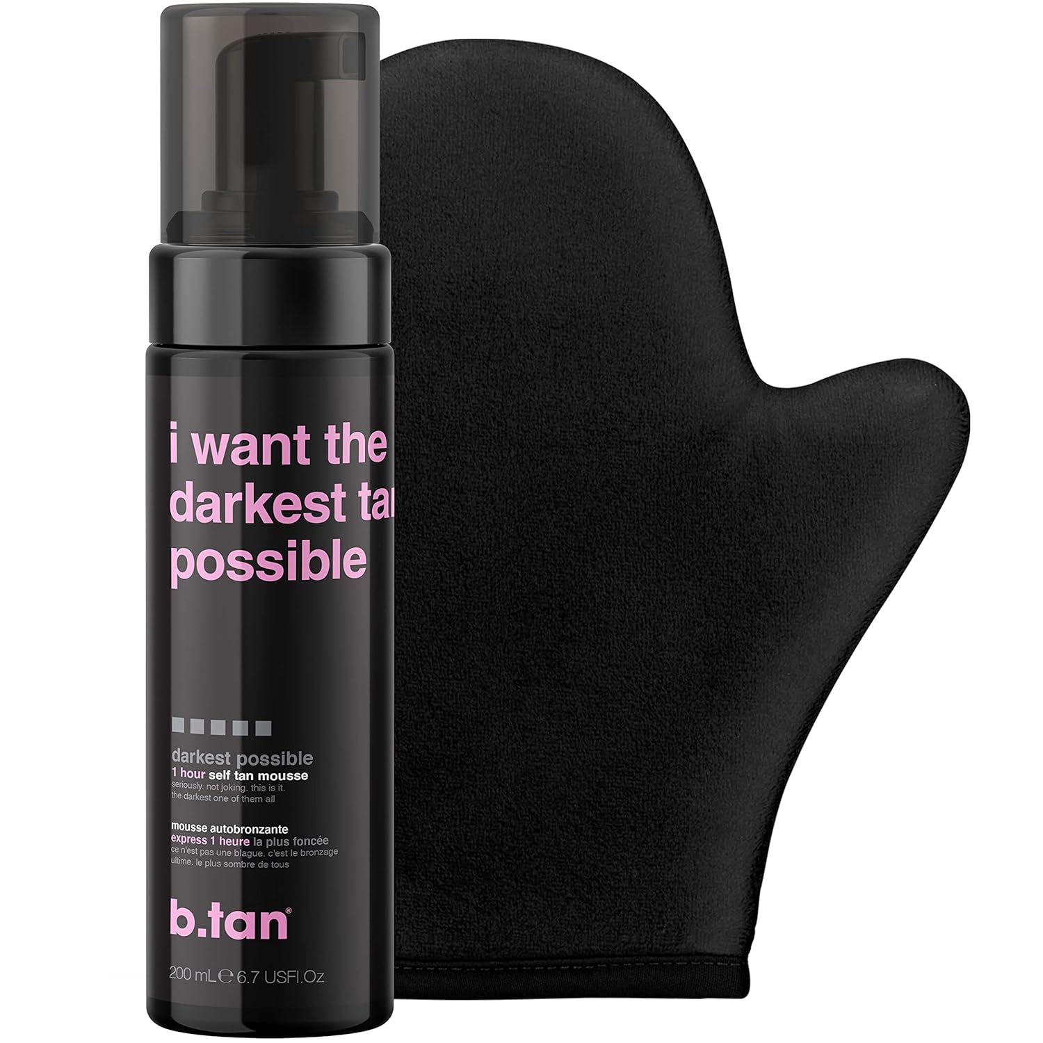 B.Tan Dark Self Tanner Mousse | Pasty To Tasty -Best, 1 Hour Express, Hydrating Sunless Tanning Foam, Bronzed Glowy Skin, Face & Body, No Fake Tan Smell, 6.7 Fl Oz