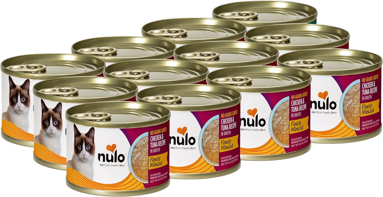 Nulo Grain-Free Finely Minced Wet Canned Cat & Kitten Food, Chicken And Tuna In Broth, 6.0 Ounce, 8 Cans