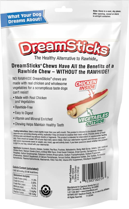 Dreamsticks, Vegetable & Chicken Chews, Rawhide Free, 5-Count