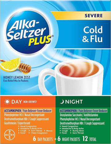 Alka-Seltzer Plus Severe Cold and Flu Day/Night Powder, 12 Count