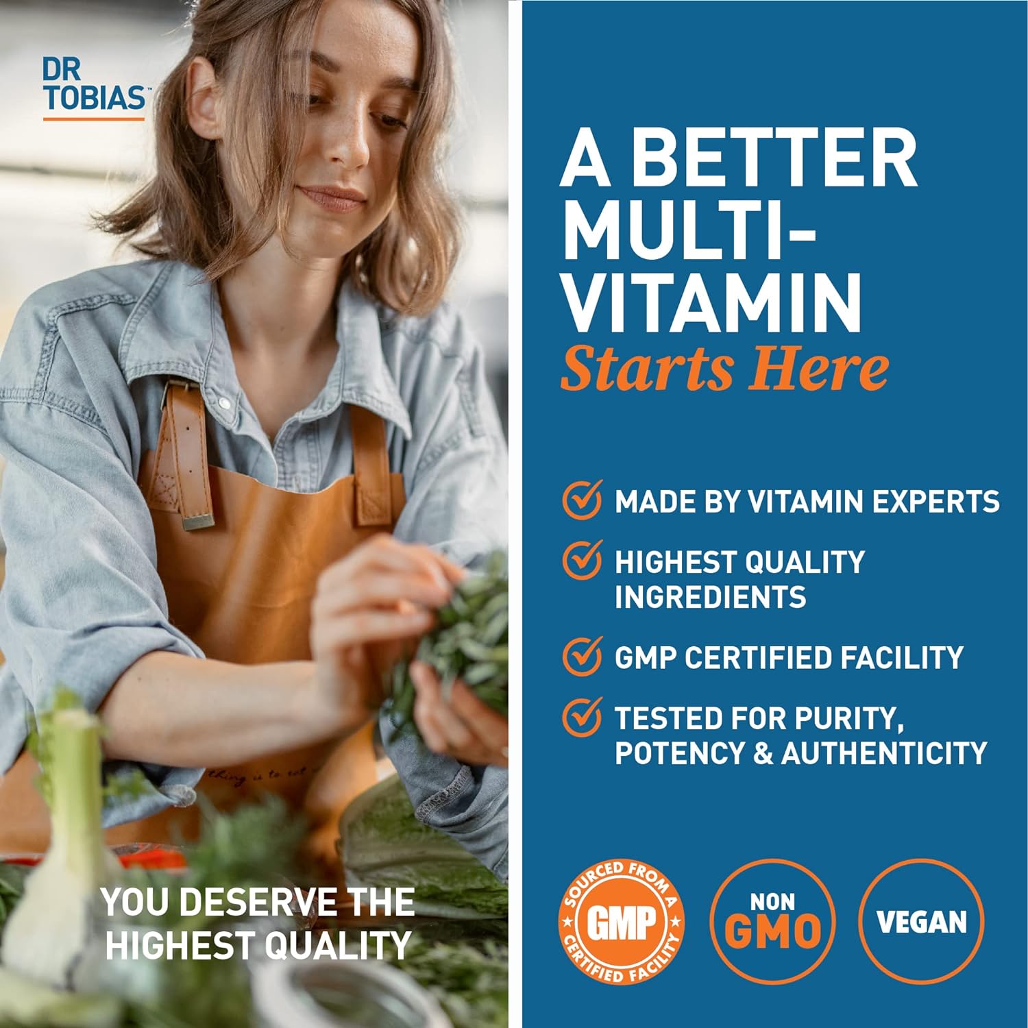 Dr. Tobias Adult Multivitamin for Women & Men, Energy & Immune Support from 42 Fruits & Vegetables Plus Probiotics, Comprehensive Daily Multivitamins for Men & Women, Non-GMO, 90 Tablets, 30 Servings : Health & Household