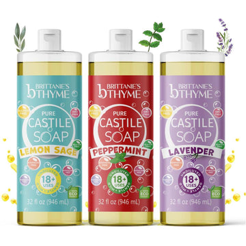 Brittanie'S Pure Organic Castile Liquid Olive Oil Soap Refill, Baby, 1 Gallon | Face, Body Wash, Dishes, Pets & Laundry | Vegan & Gluten Free Non-Gmo