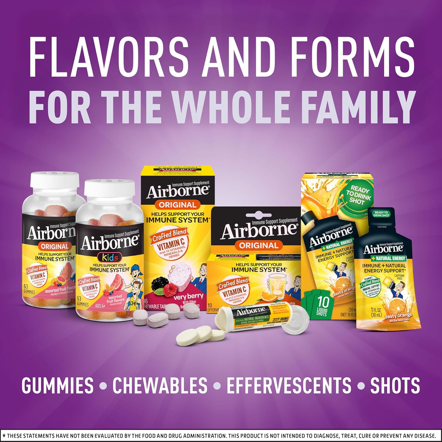 Airborne Elderberry Extract + Vitamin C 1000Mg (Per Serving) - Effervescent Tablets (20 Count In A Box), Gluten-Free Immune Support Supplement, With Vitamins A C E, Zinc, Selenium, Sugar Free : Health & Household
