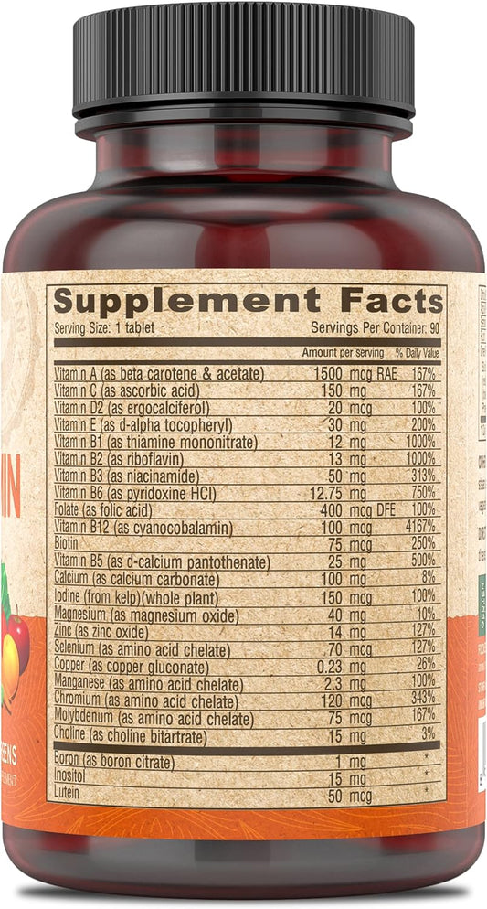Deva Vegan Multivitamin & Mineral Supplement Iron-Free - Vegan Formula With Green Whole Foods, Veggies, And Herbs - High Potency - 100% Vegan - 90 Count (Pack Of 1)