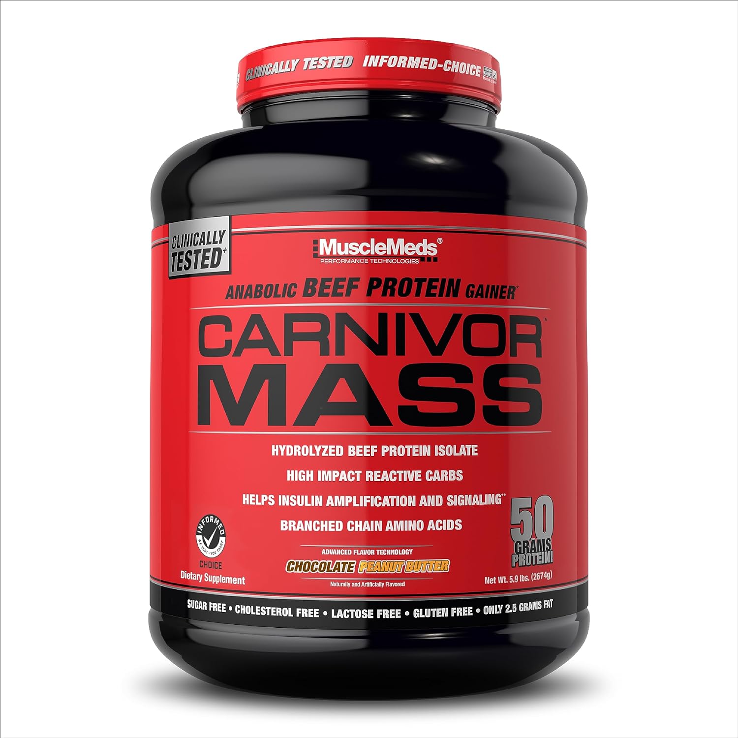 MuscleMeds Carnivor Mass Anabolic Beef Protein Gainer, Chocolate Peanu