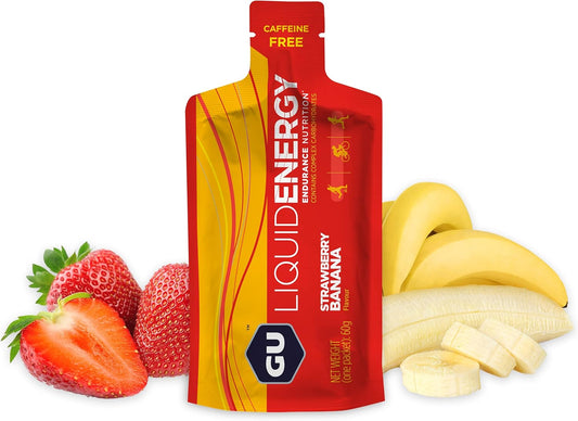 Gu Energy Liquid Energy Gel With Complex Carbohydrates, Vegan, Gluten-Free, And Dairy-Free On-The-Go Energy For Any Workout, 12 Count, Strawberry Banana