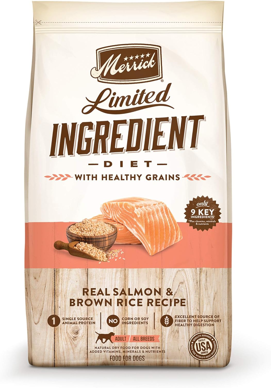 Merrick Limited Ingredient Diet Premium And Natural Kibble With Healthy Grains, Salmon And Brown Rice Dog Food - 22.0 Lb. Bag