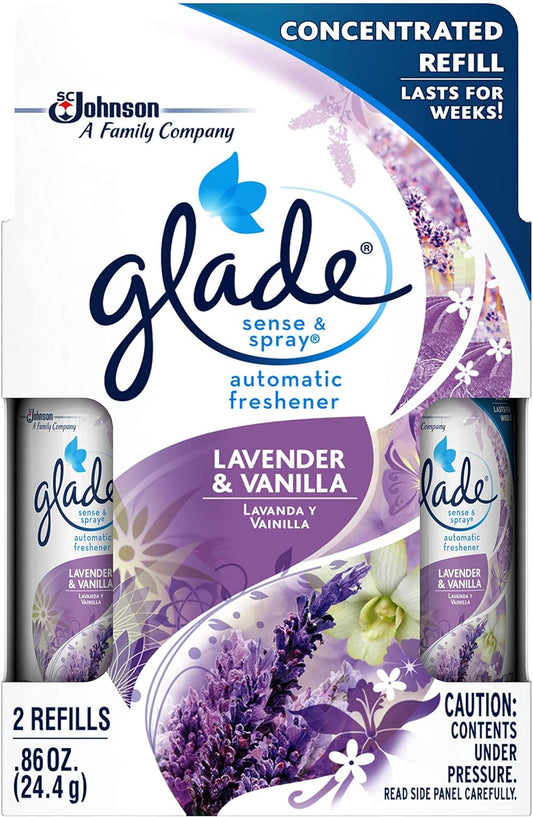 12 Glade Sense & Spray Automatic Freshener Refill Lavender & Vanilla (6 Twin Pack)