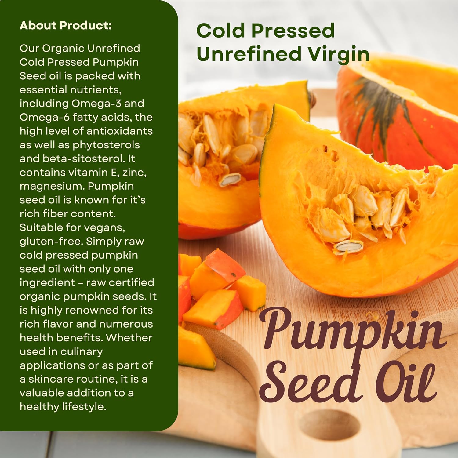 100% Pure Unrefined Virgin Pumpkin Seed Oil All Natural 4 lbs(64 fl.oz) : Grocery & Gourmet Food