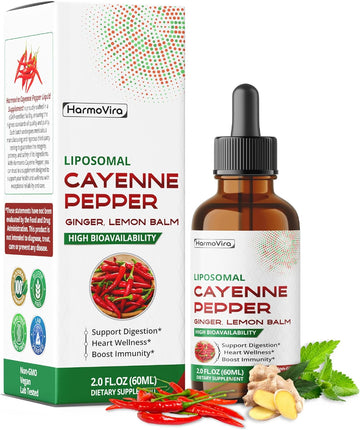 Liposomal Cayenne Pepper With Ginger & Lemon Balm – Advanced Formula – Supports Digestion, Heart Wellness & Boosts Immunity* – 2.0 Fl. Oz (60Ml) – Made In The Usa