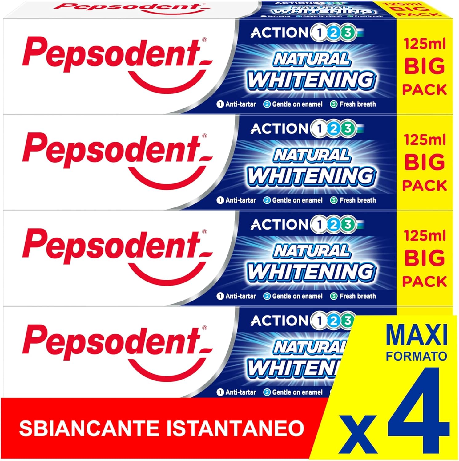Pepsodent Toothpaste 125 ml Natural Whitening | Anti-Tartar | Big Pack (4 x 125 ml Pack) : Amazon.co.uk: Health & Personal Care