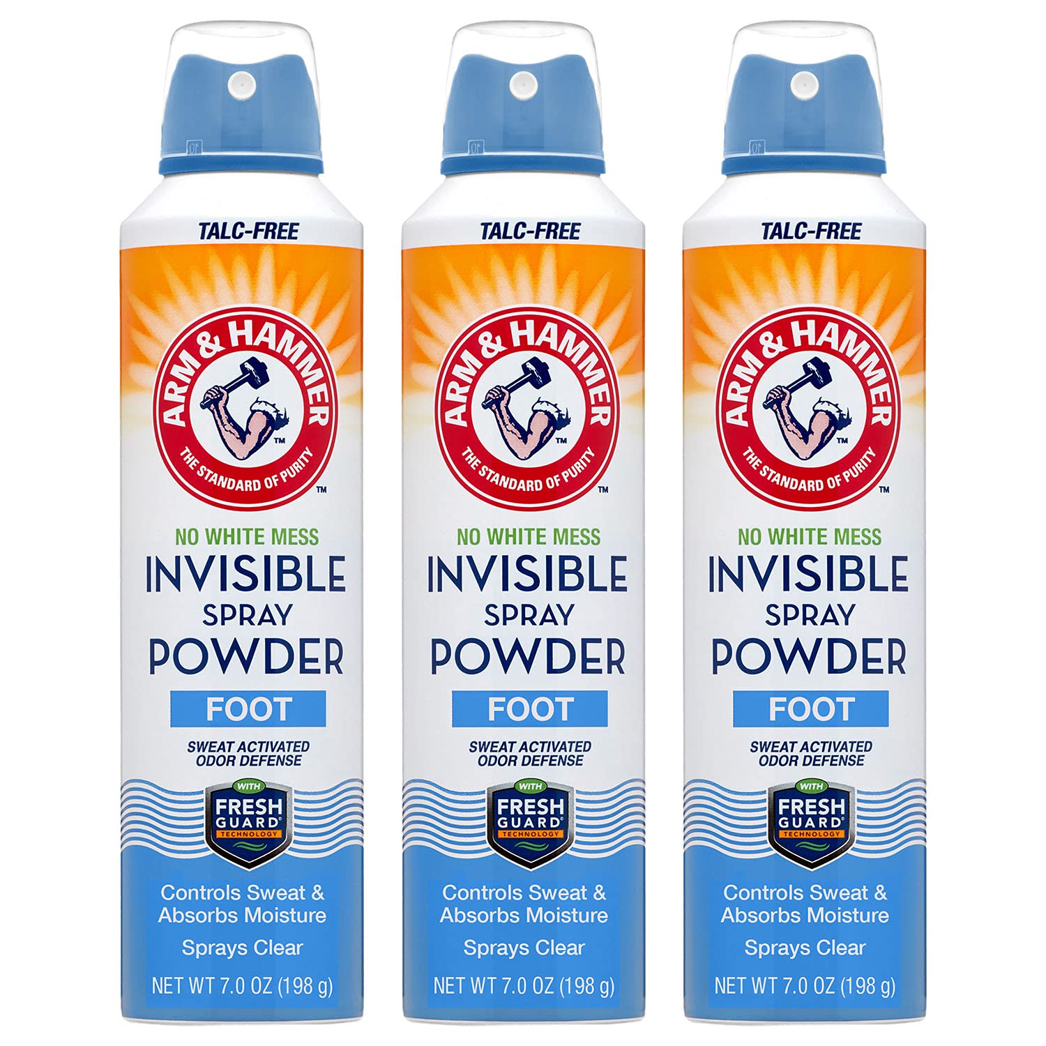 Arm & Hammer Invisible Foot Powder Spray, Clear Talc-Free Foot Odor & Sweat Control, Foot Spray Odor Eliminator Spray, Foot Odor Eliminator For Men & Women, Foot Odor Spray, 7 Oz (3 Pack)