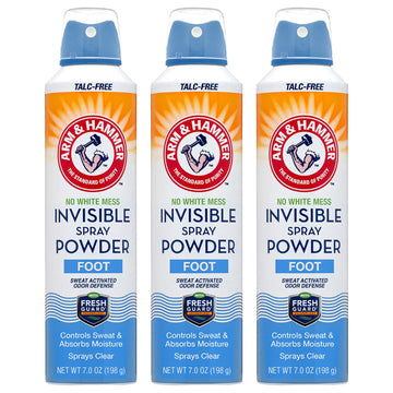 Arm & Hammer Invisible Foot Powder Spray, Clear Talc-Free Foot Odor & Sweat Control, Foot Spray Odor Eliminator Spray, Foot Odor Eliminator For Men & Women, Foot Odor Spray, 7 Oz (3 Pack)