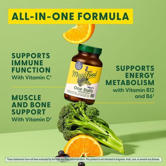 Megafood One Daily Mens Multivitamins - Multivitamin For Men - Vitamin C, Vitamin D3 & Vitamin B12 - Muscle, Energy Metabolism & Immune Support - Vegetarian, Gluten Free - 30 Tablets, 30 Servings