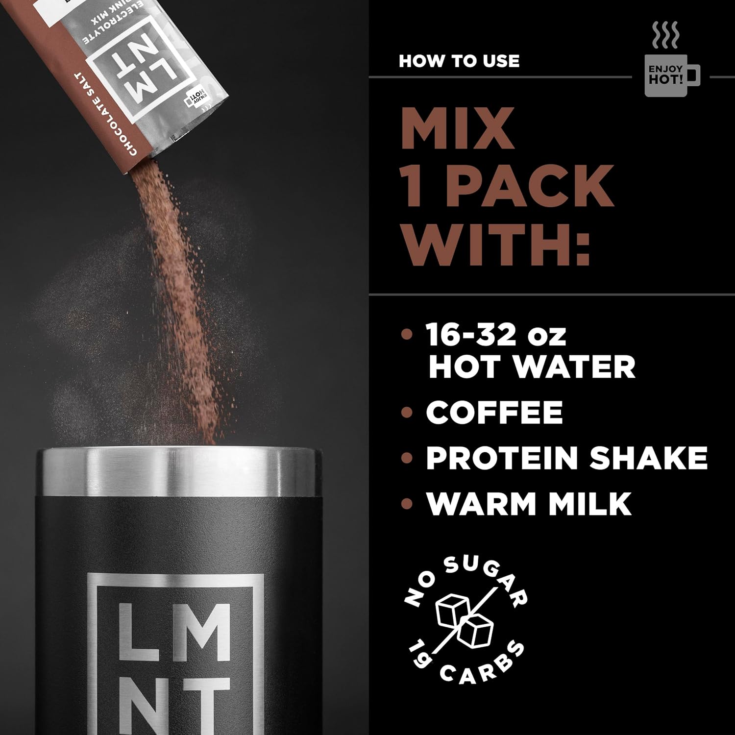 LMNT Zero Sugar Hot Chocolate or Coffee Mixer - Chocolate Salt | Drink Mix | 30 Count : Health & Household