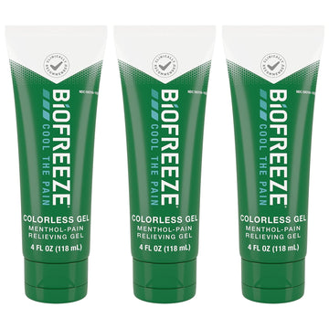 Biofreeze Pain Relief Gel, Knee & Lower Back Pain Relief, Sore Muscle Relief, Neck Pain Relief, Shoulder Pain Relief, Pharmacist Recommended, FSA Eligible, 3 Pack (4 FL OZ Biofreeze Menthol Gel)