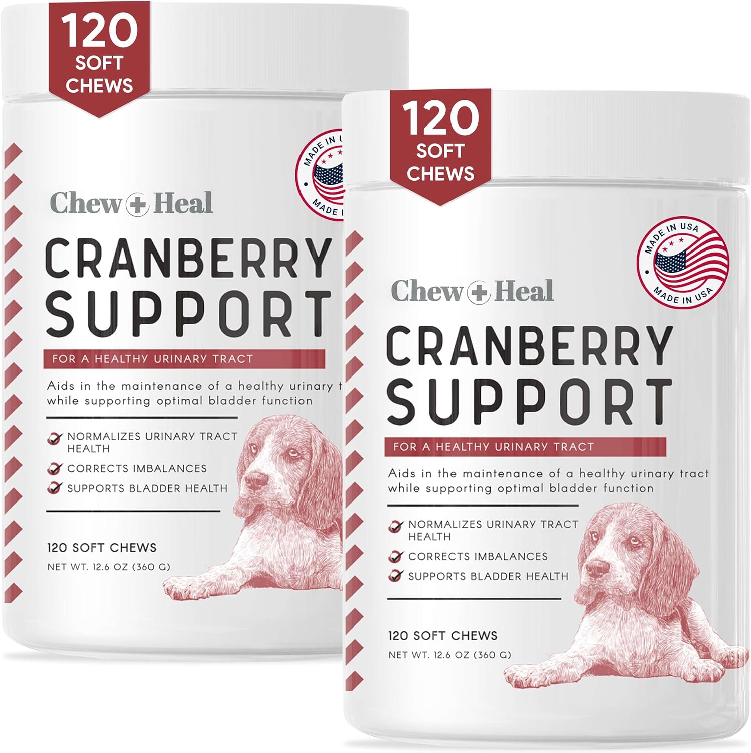 Chew + Heal Uti Treatment Cranberry Chews For Dogs - 240 Soft Chews - Supports Healthy Urinary Tract And Bladder Function - Corrects Imbalances - With Echinacea And Vitamin C