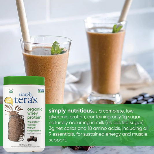 simply tera's Organic whey Protein Powder, Dark Chocolate Flavor