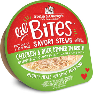 Stella & Chewy'S Lil Bites Savory Stews For Small Breeds Chicken & Duck Dinner In Broth, 2.7 Ounce (Pack Of 12)
