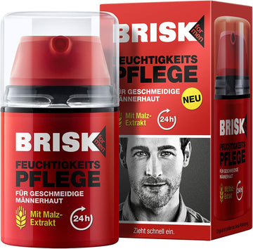 BRISK Moisturising Care for Smooth Men's Skin with Malt Extract / Absorbs Quickly / 24-Hour Moisture