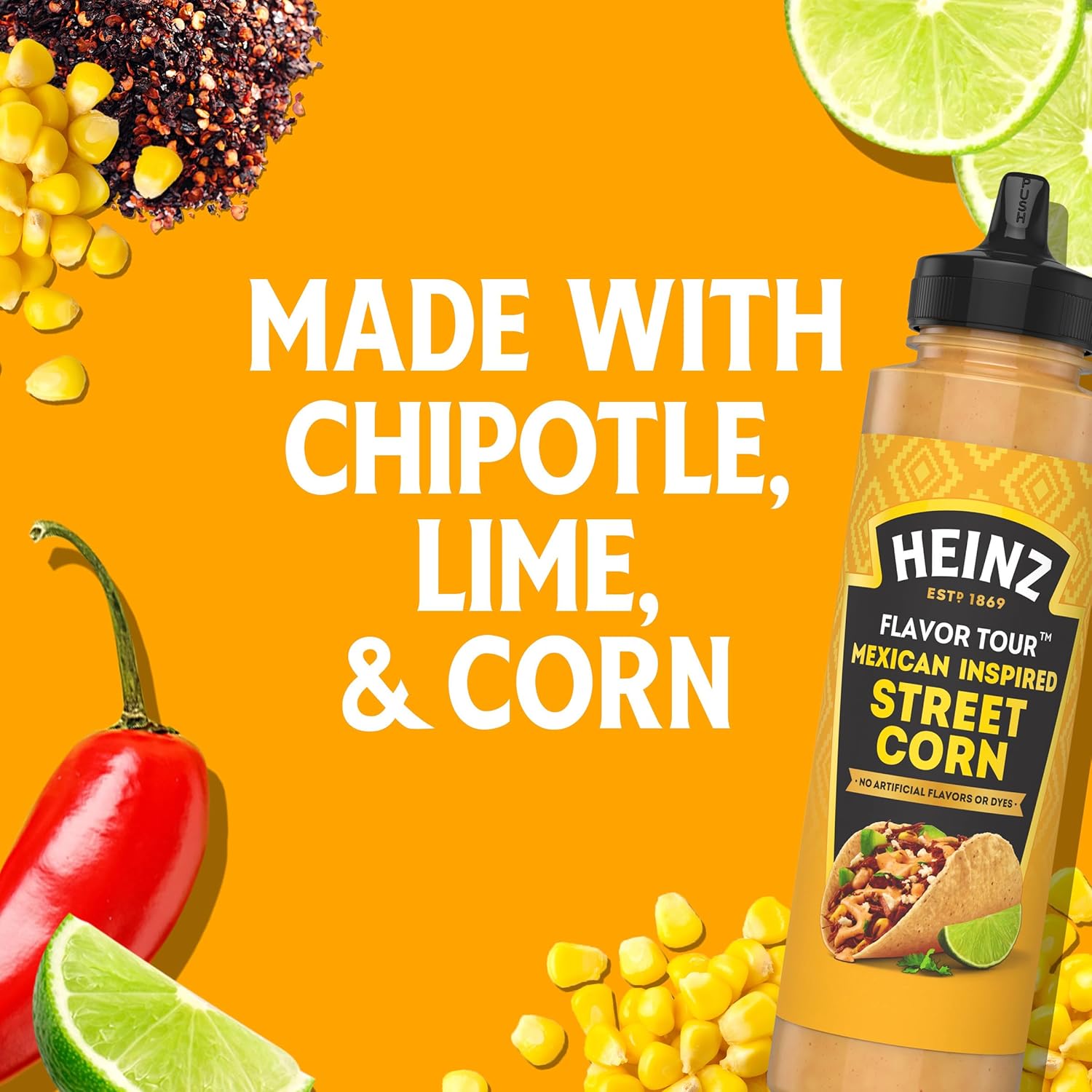 Heinz Flavor Tour Mexican Inspired Street Corn Sauce, 10 Fl Oz Bottle : Grocery & Gourmet Food