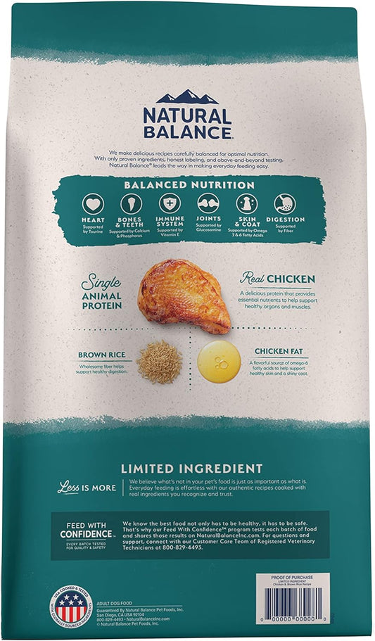 Natural Balance Limited Ingredient Adult Dry Dog Food With Healthy Grains, Chicken & Brown Rice Recipe, 4 Pound (Pack Of 1)