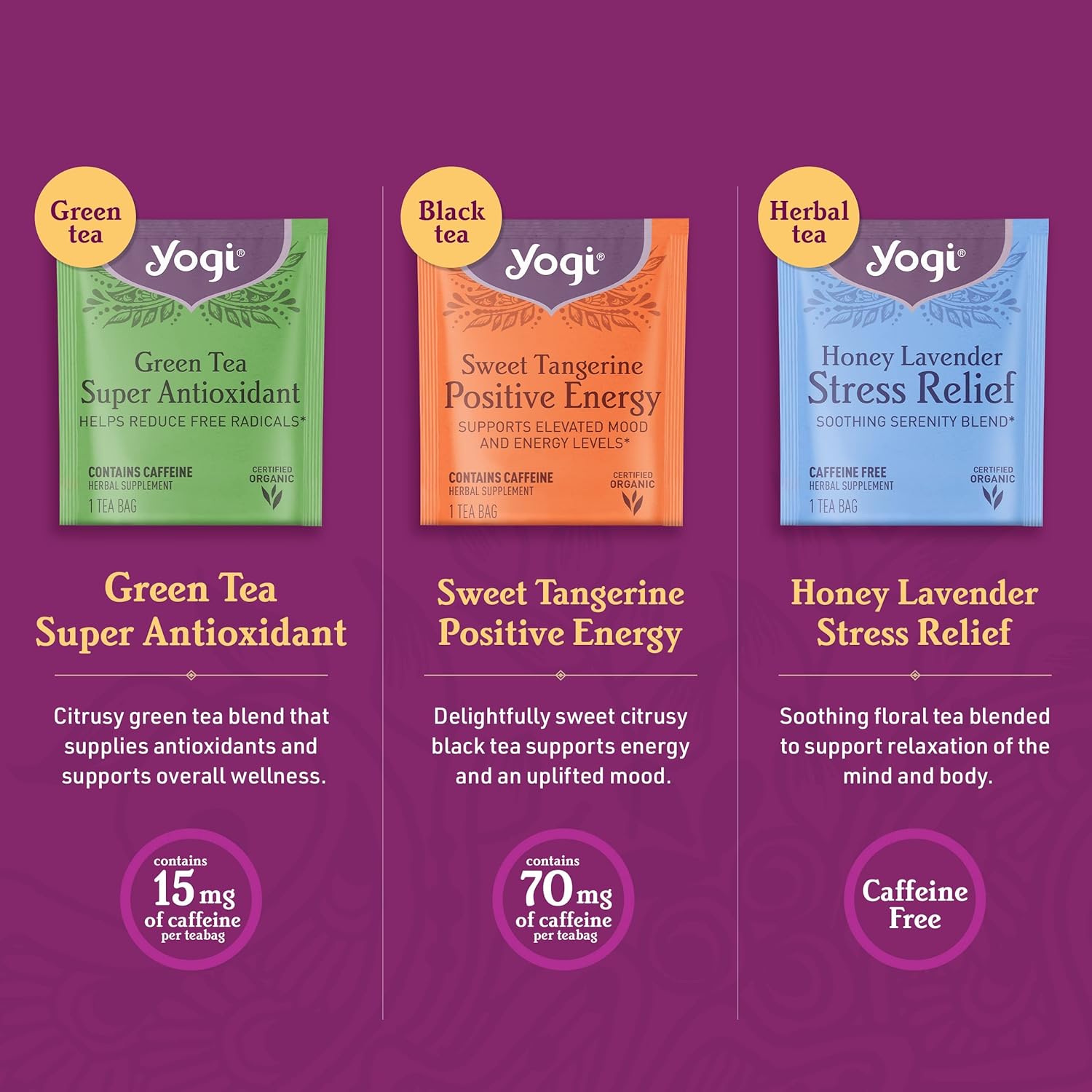Favorites Yogi Tea Organic Sampler Gift Box - Assorted Delicious Wellness Teas - 9 Herbal, Green & Black Teas - Tea Gift Set & Variety Pack (45 Tea Bags)